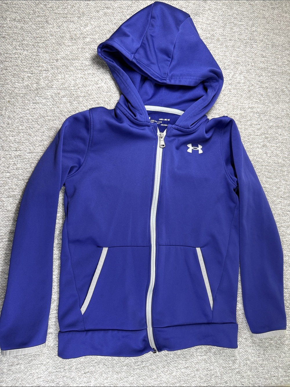 Under Armour Kids Royal Purple Full-Zip Hoodie with Grey Trim Size M